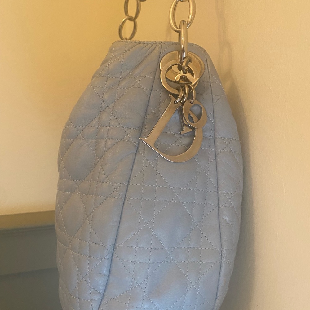 Dior Light Blue Quilted leather shoulder bag